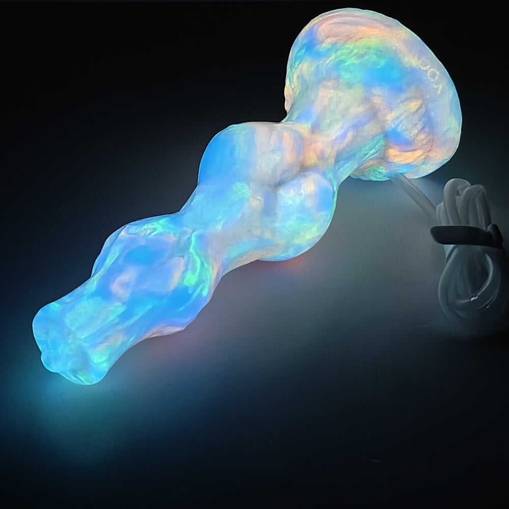 Domlust NightKnot – Glow-in-the-Dark Knotted Dog Dildo | Squirting Platinum Silicone Fantasy Toy