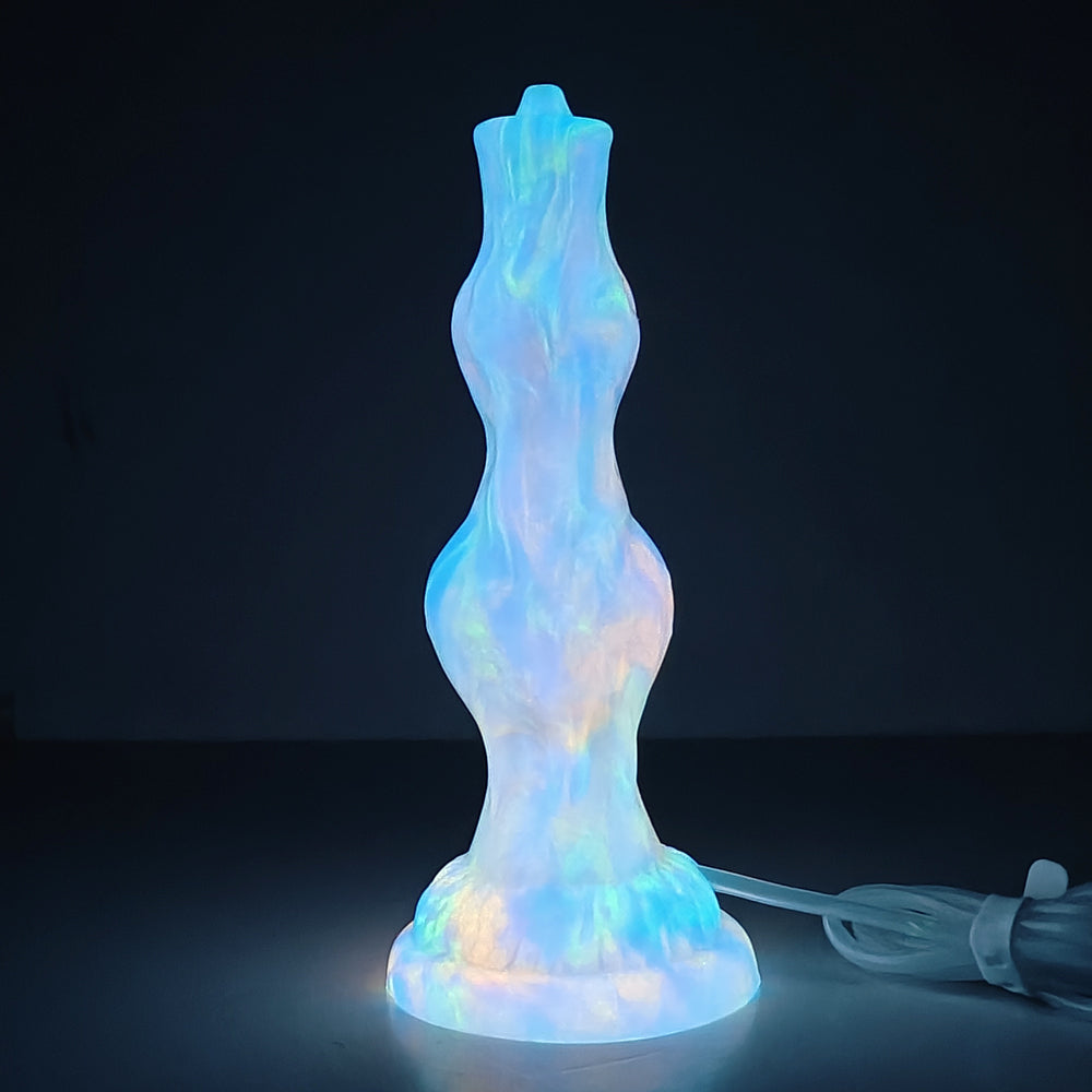 Domlust NightKnot – Glow-in-the-Dark Knotted Dog Dildo | Squirting Platinum Silicone Fantasy Toy