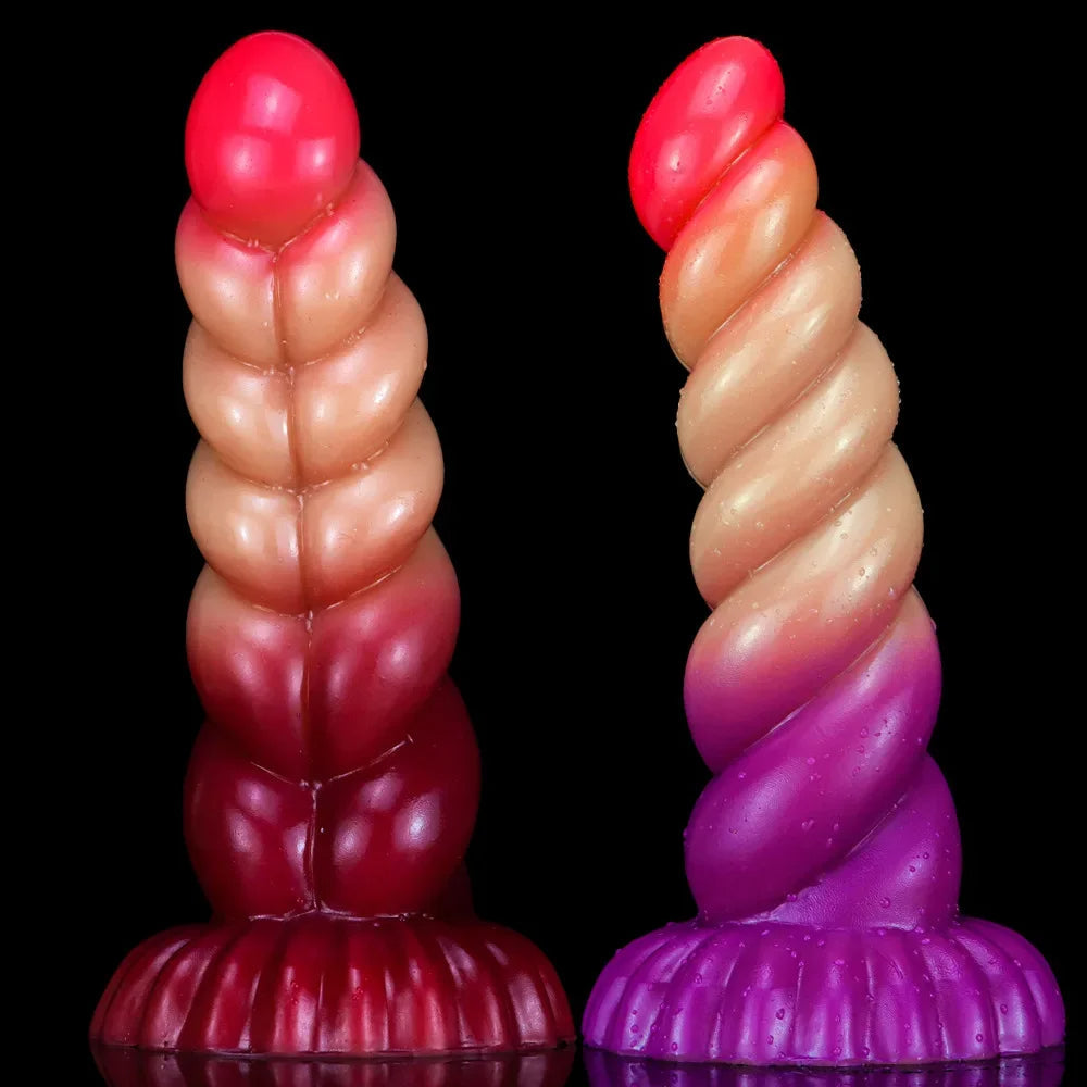 Fantasy Sprial Anal Dildo Butt Plug - Realistic Silicone Vagianl Prostate Female Sex Toys