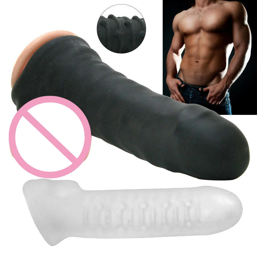 Stretchy Silicone Masturbation Sleeve Sex Toy for Men - Fantasy Cocksleeve Condom Enlarger