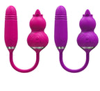 Double End Thrusting Anal Dildo Clit Stimulator - Realistic Gourd Silicone Female Sex Toys Gift
