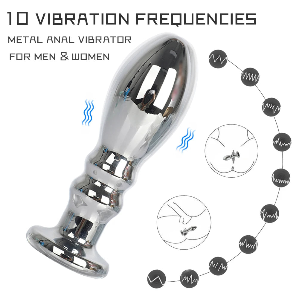 Vibrating Dildo Butt Plug - Metal Dildos G Spot Prostate Massage Anal Toys
