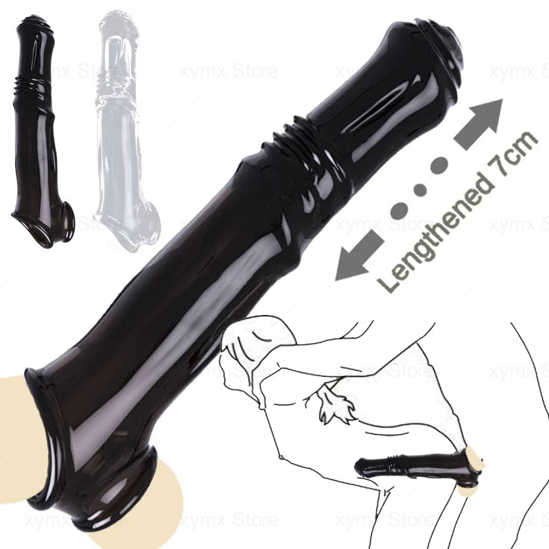 Horse Dick Cock Sleeve Penis Enlarger - Penisring Fantasy Jelly Condom Sex Toys for Men