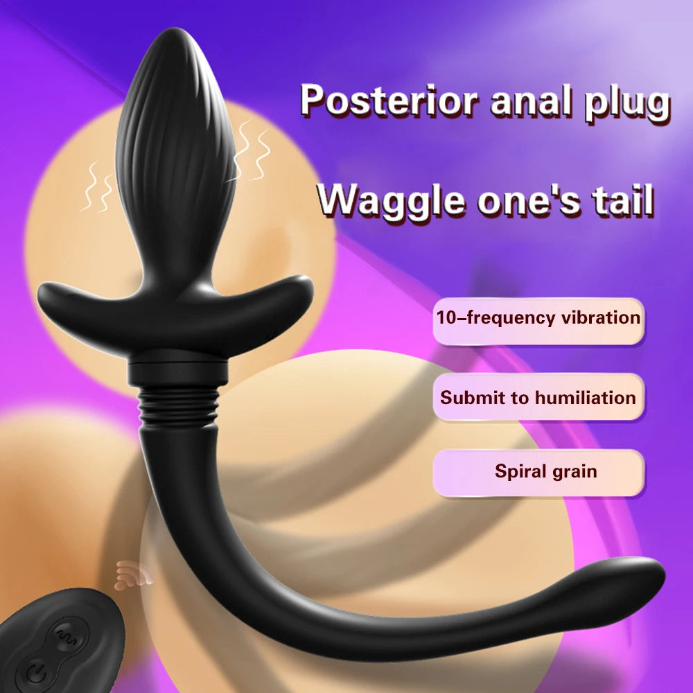 Remote Control Dog Tail Butt Plug - Vibrating Panties Anal Dildo Sex Toys