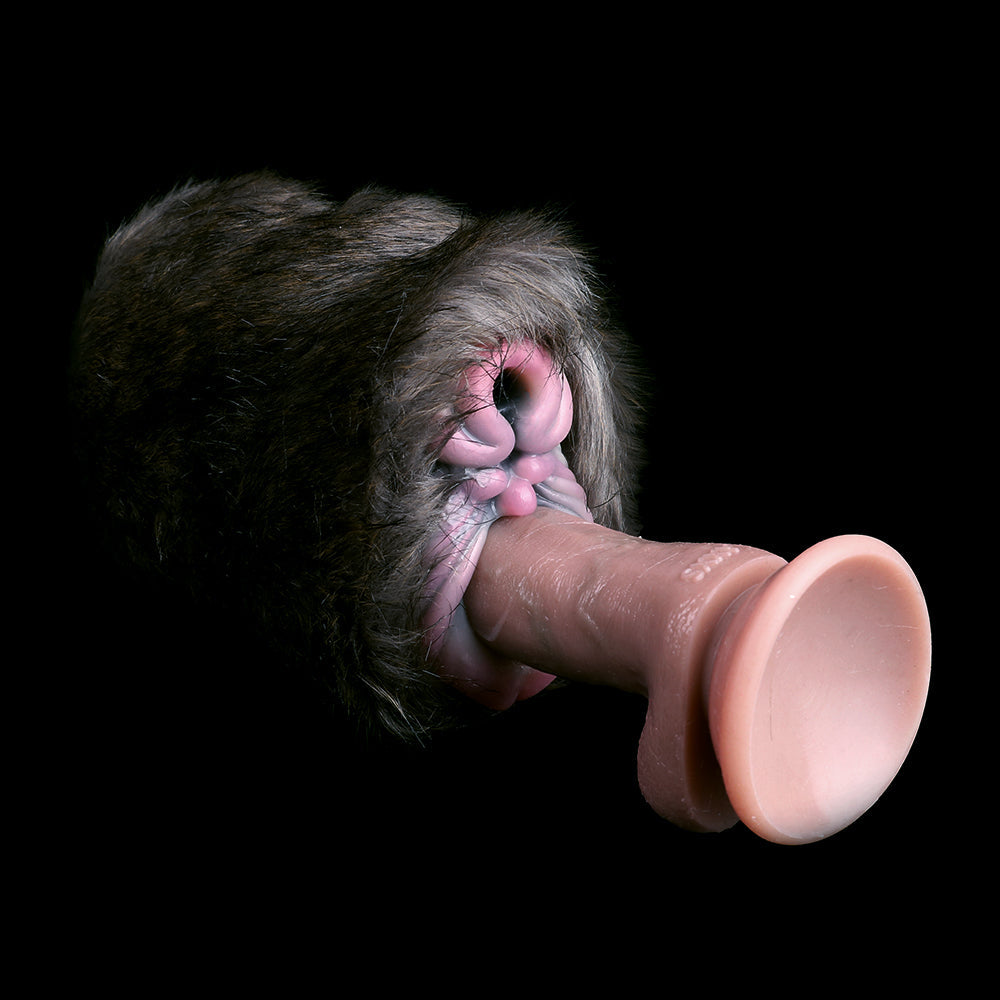 Domlust Rhino Pocket Pussy — Furry Silicone Vibrating Masturbator for Men