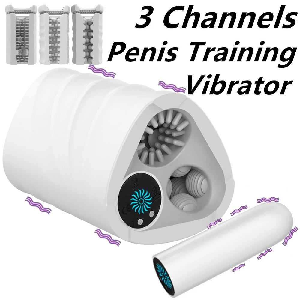 Vibrating Pocket Pussy Male Masturbator - 3 Masturbation Sleeve Vaginal Penis Massager