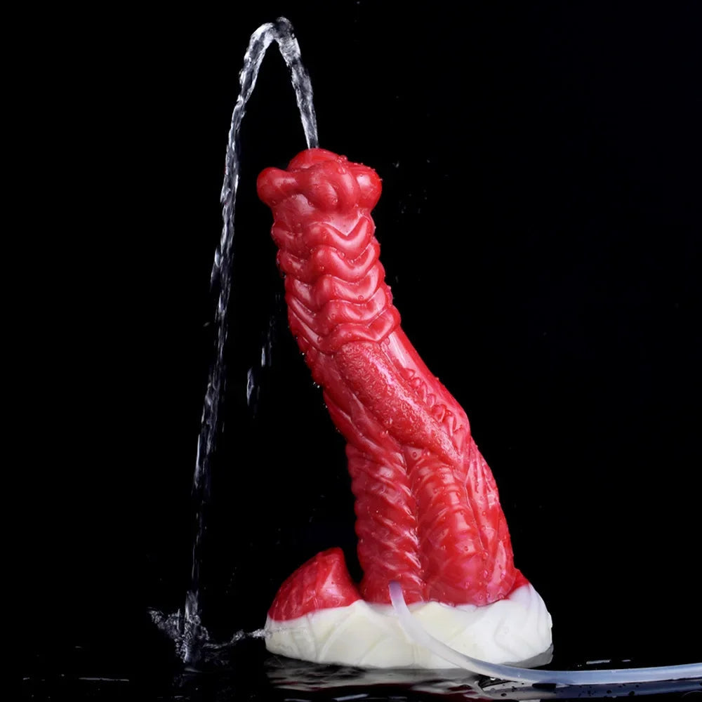 Squirting Dragon Dildo Crawl Clit Stimulation Butt Plug - Silicone Cumming Women Masturbator