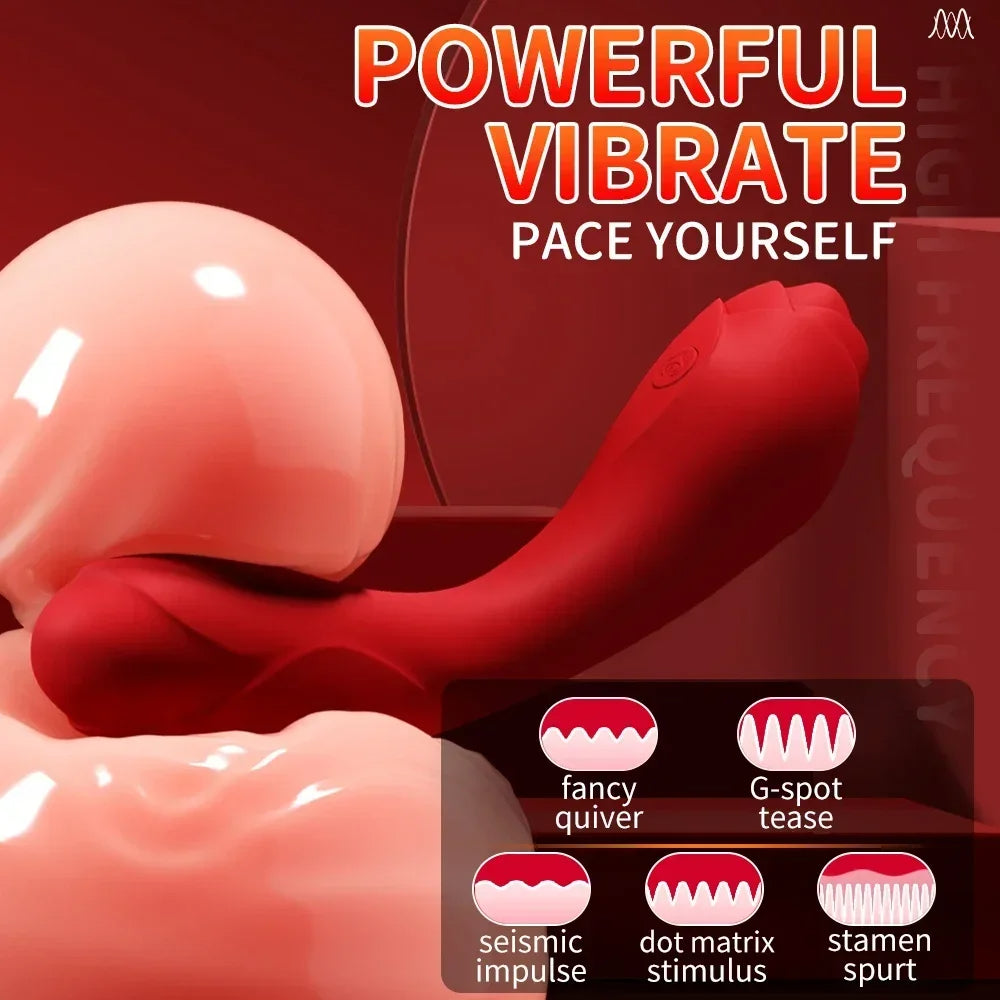 Vibrating Dildos G Spot Rose Vibrator - Dual End Dildo Vibrator Bendable Female Sex Toys