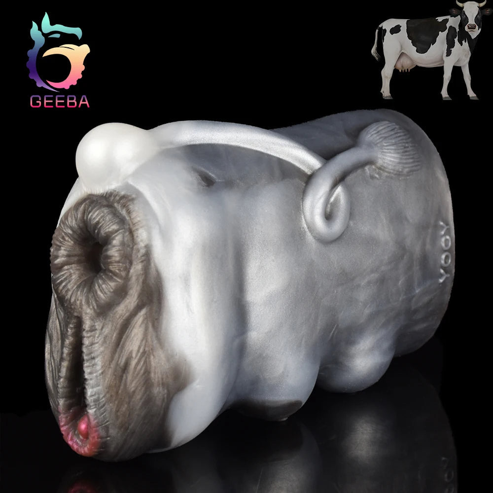 Cow Pocket Pussy — Dual-Channel Fetish Masturbator | Premium Platinum Silicone