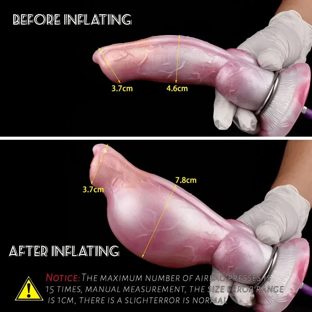 Inflatable Dog Dildo Butt Plug - Exotic Silicone Canine Anal Expander Vaginal Masturbator