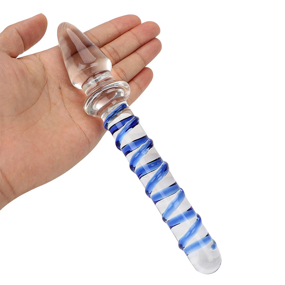 Crystal Glass Dildo Butt Plug - Double End Prostate Massage Anal Toys Gifts for Men Women
