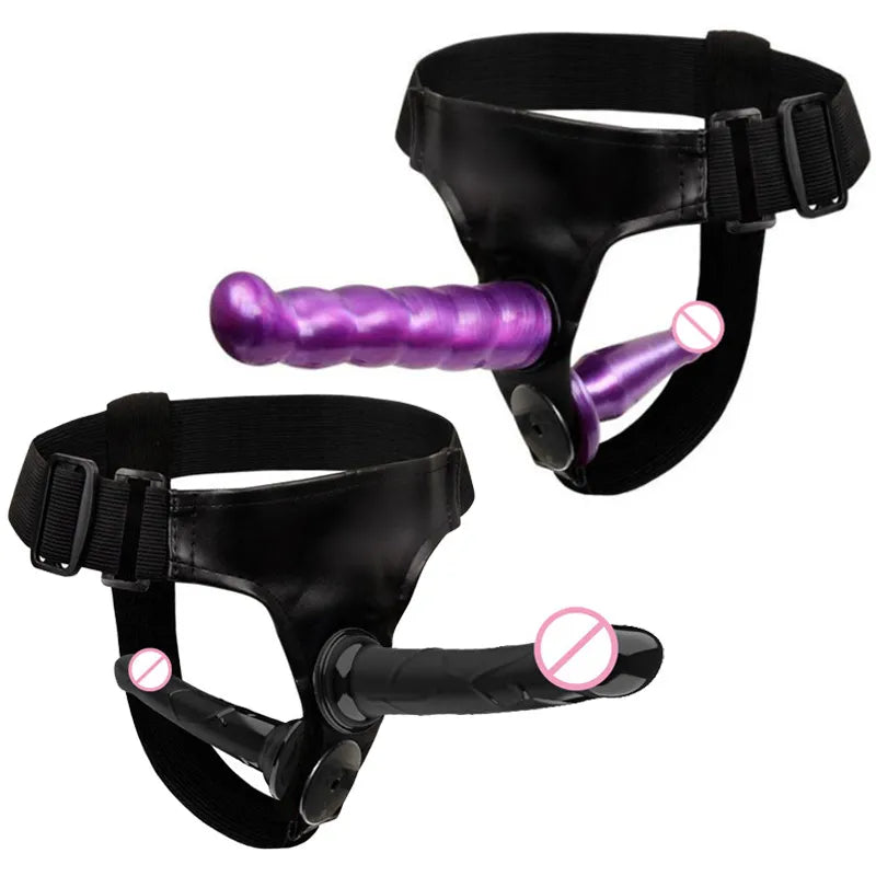 Lesbian Strap On Dildo - Harness Belt Strapon Double End Anal Dildo Sex Toys for Couple