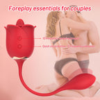 Double End Clit Licking Vibrating Egg Rose Sex Toy - G Spot Clitoral Women Vibrator
