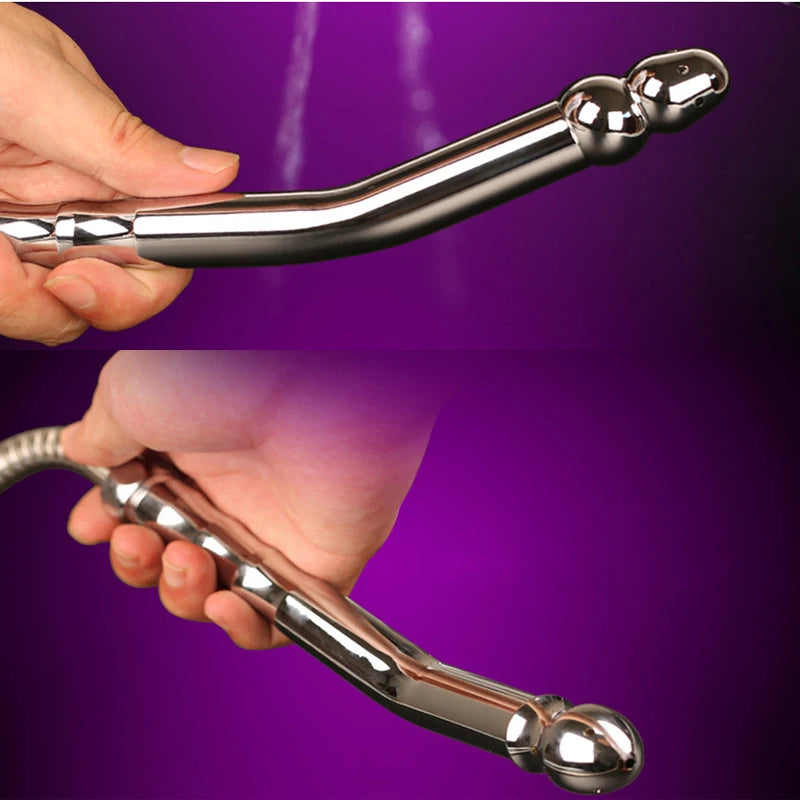 Metal Bidet Anal Douche Cleansing Kit - Faucet Enema Stainless Butt Cleaner with 3 Changing Head