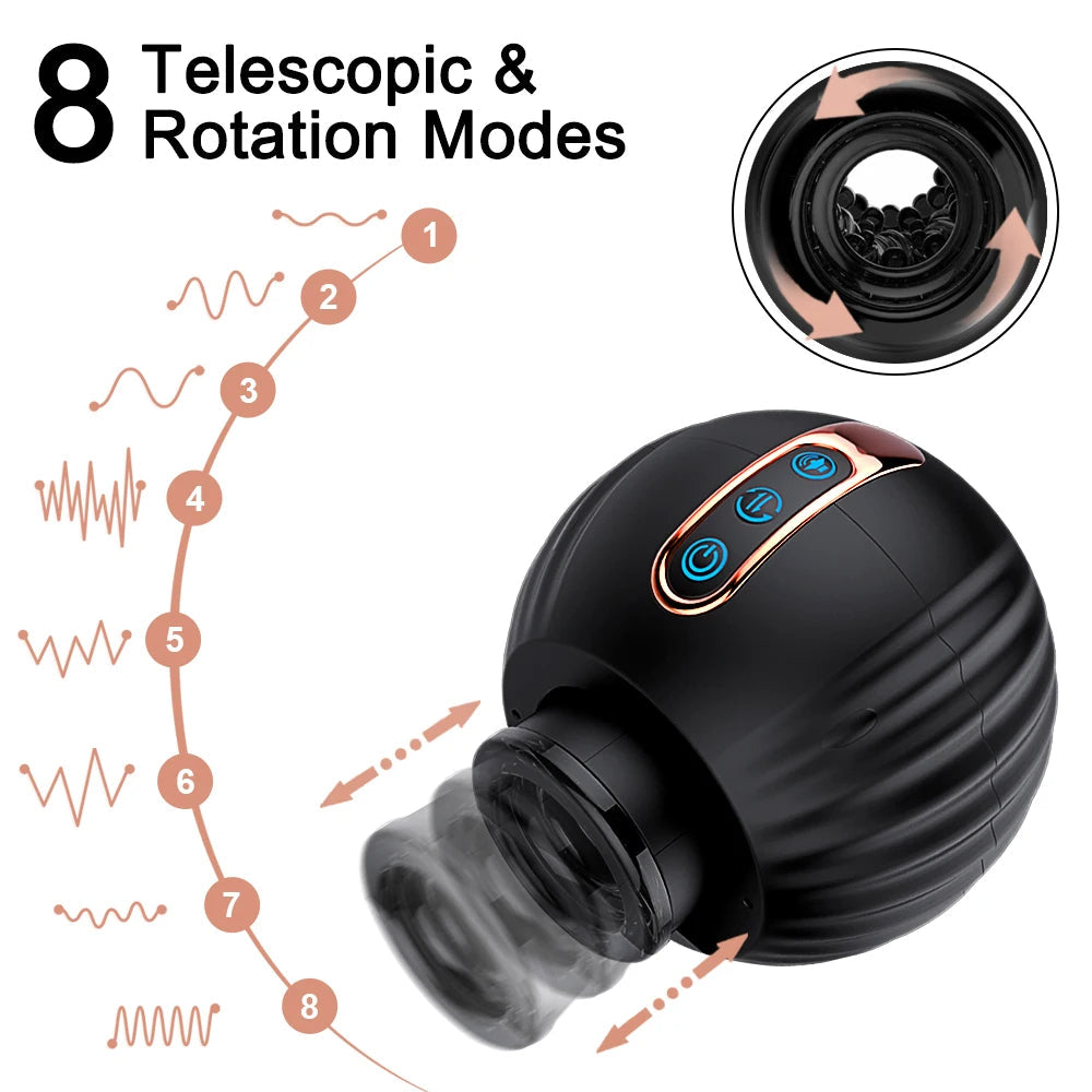 Blowjob Adult Stroker Male Masturbator - Rotation Oral Electric Pocket Pussy Thrusting Sex Toy for Men