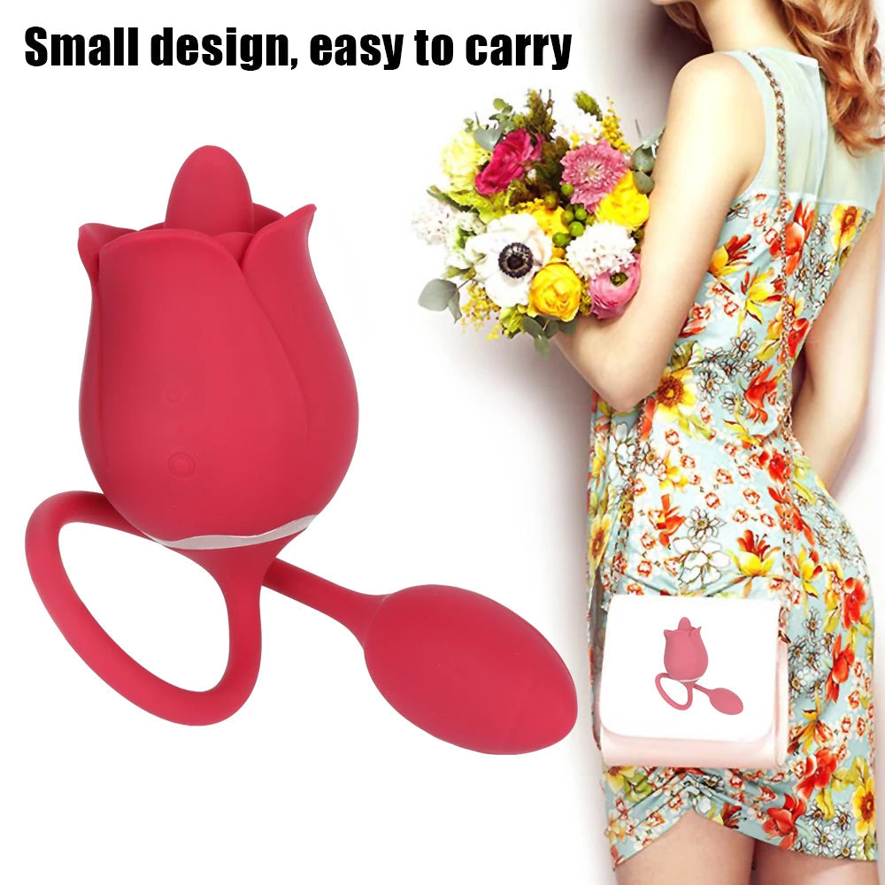 Rose Clit Clamp Panty Egg Vibrating Anal Orgasm - Dual End Clitoral Vibrator Sex Toys for Women