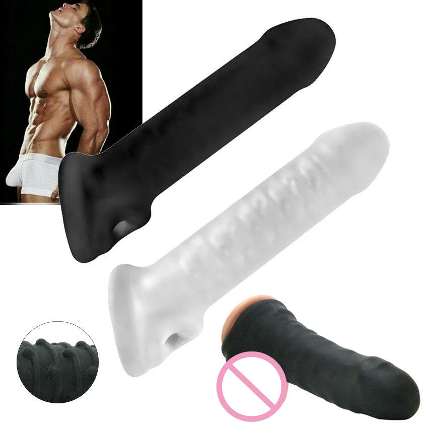 Stretchy Silicone Masturbation Sleeve Sex Toy for Men - Fantasy Cocksleeve Condom Enlarger