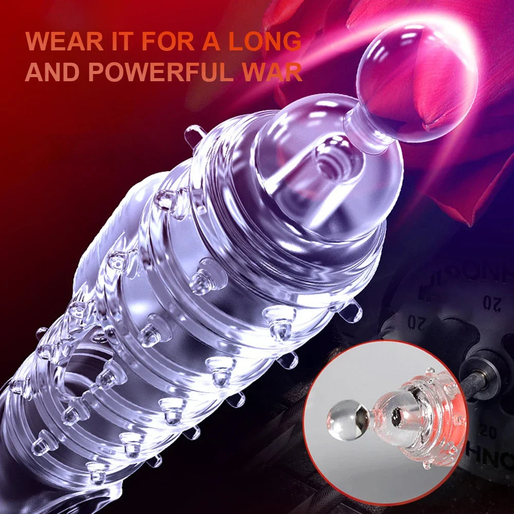 Cock Sleeve Vibrating Penis Enlarger - Vagina Clit Stimulator Condom Male Sex Toy