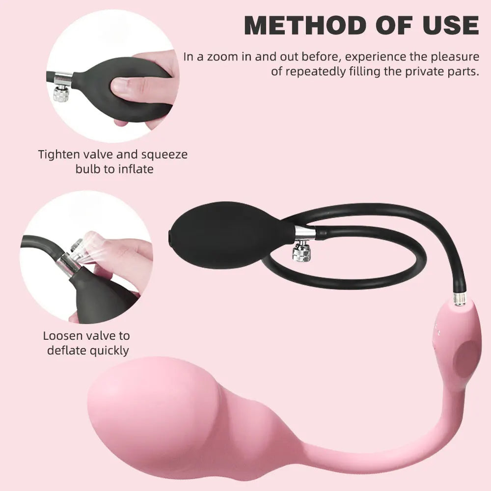 Remote Control Inflatable Vibrating Butt Plug - Fantastic Pink Dildo Vaginal Fullness Sex Pleasure