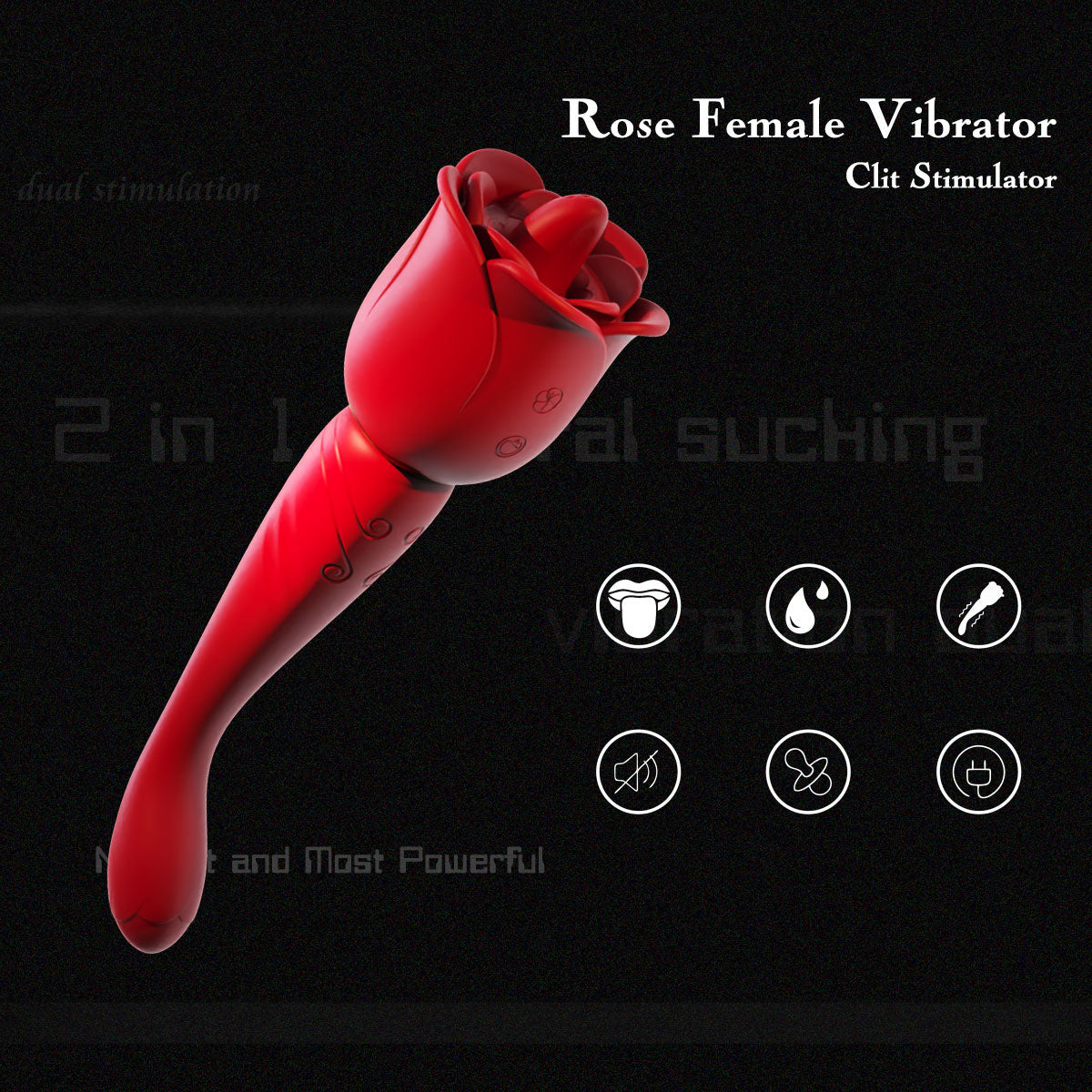 Clit Clamps G Spot Vibrator - 2in1 Tongue Llcking Vibrating Dildo Rose Toy