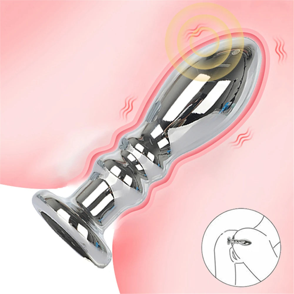 Vibrating Dildo Butt Plug - Metal Dildos G Spot Prostate Massage Anal Toys