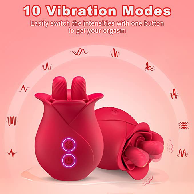 Clit Clamps Rose Women Vibrator - Dual Tongue Nipple Clamping Female Sex Toys