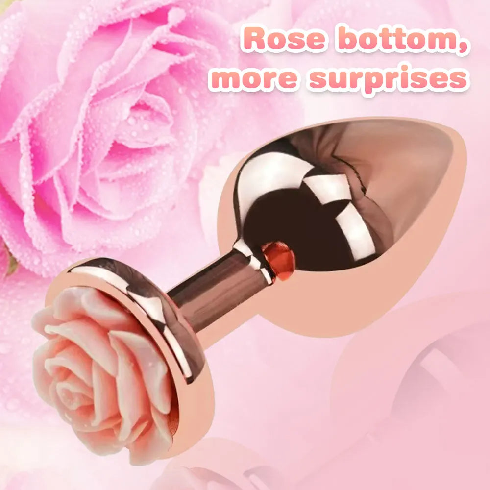 Rose Gold Butt Plug - 3pcs Metal Anal Plug Sex Toys for Men Women Beginners