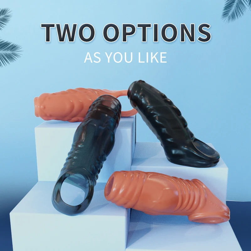 Soft Stretchy Penis Sleeve Male Sex Toy - Textured Condom Cock Extender