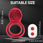 Rose Clitoral Vibrating Cock Ring - Remote Control Clit Stimulator Double Rings Couple Sex Toys
