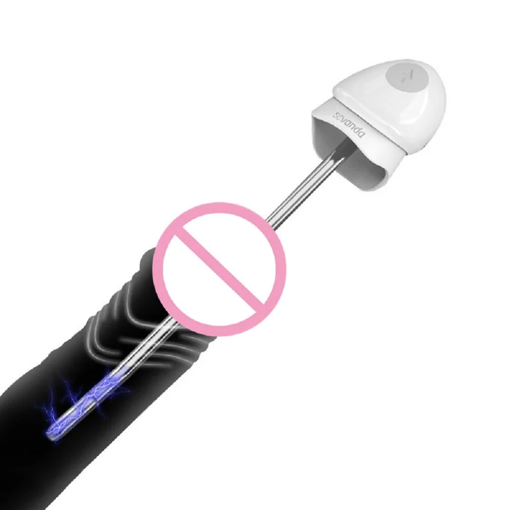 Stainless Steel Horse Eye Male Sex Toys - Vibrating Electric Pusle Rod Irritating Glans Penis Stimulator