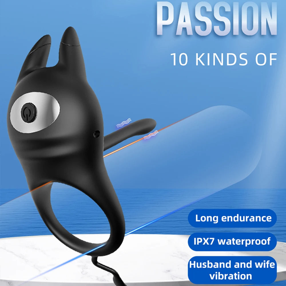 Vibrating Cock Ring Penis Massager Clitoral Stimulator - Rabbit Clit Clamps Couple Sex Toys