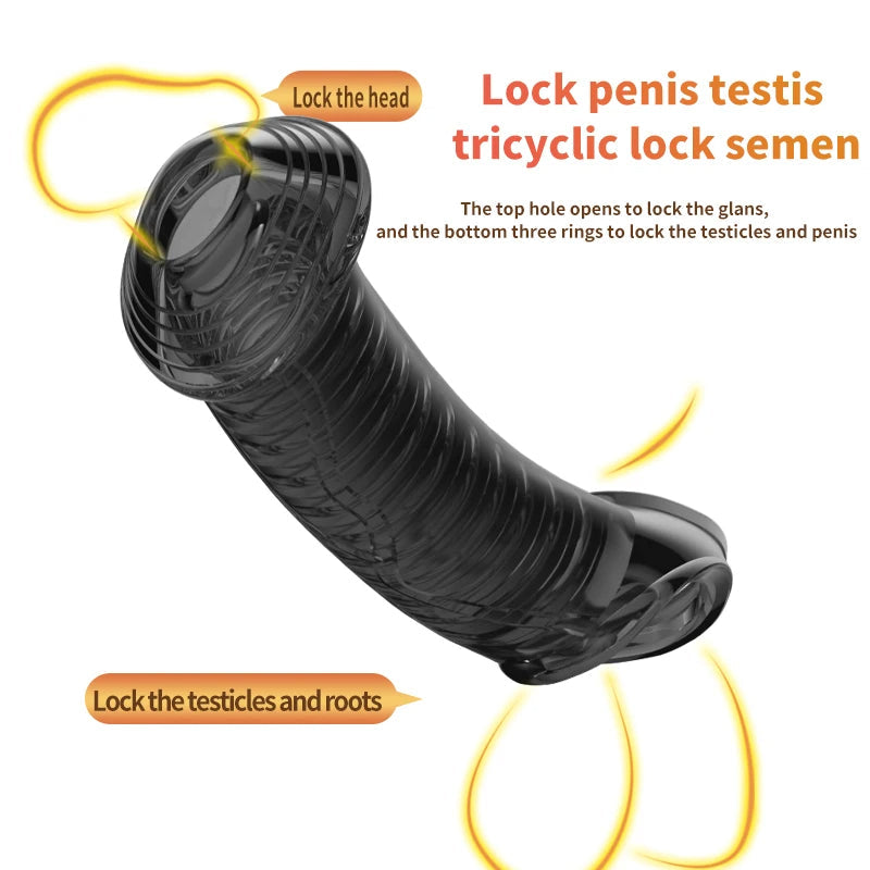 Jelly Cockring Penis Sleeve Sheath - Cock Extender Stand-to-Pee Delay Ejaculation Male Sex Toy