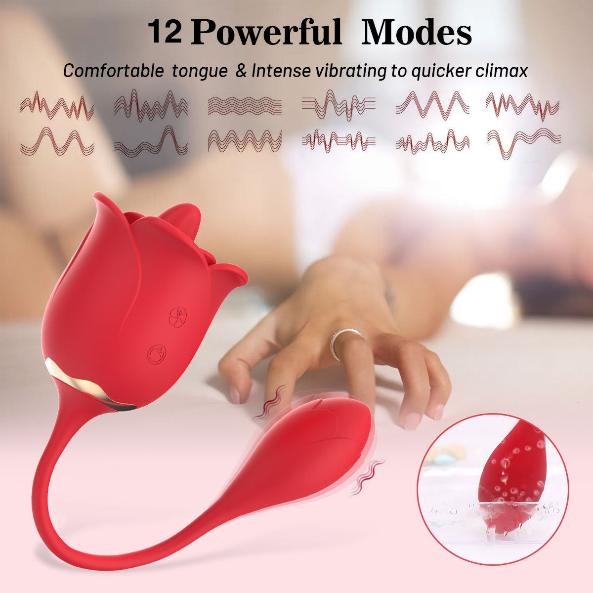 Double End Clit Licking Vibrating Egg Rose Sex Toy - G Spot Clitoral Women Vibrator