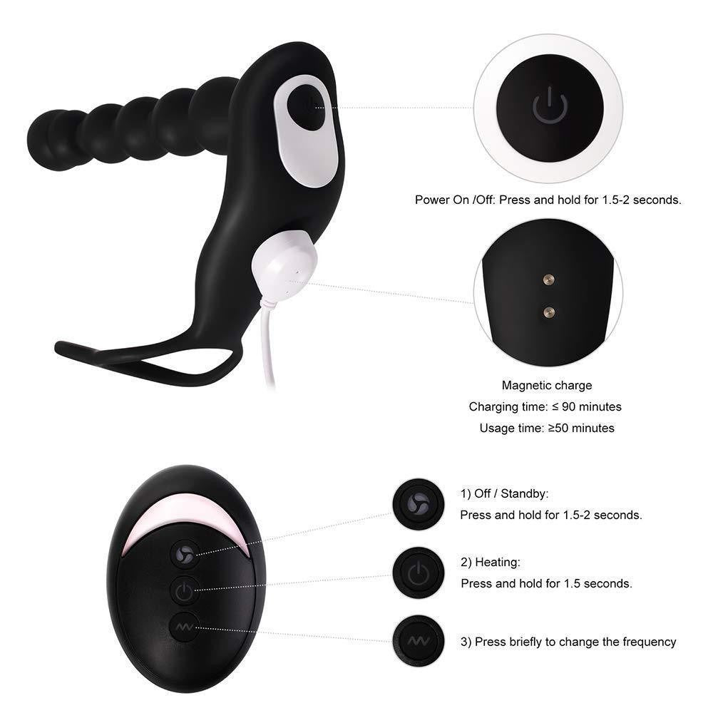 Remote Control Anal Beads Prostate Massager - Vibrating Cock Ring Male Sex Toys