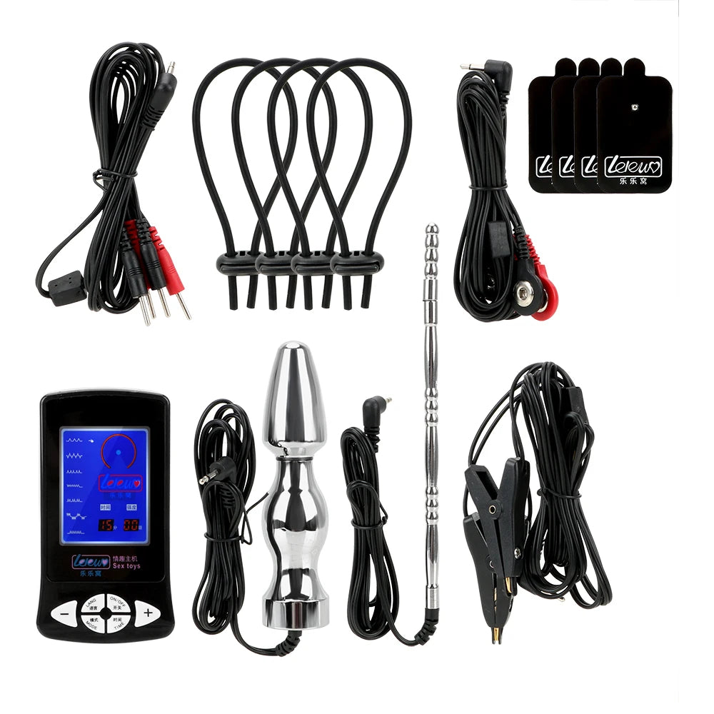 E-Stim Anal Plug Electrosex Prostate Massager - Electrode Pad Shocking G Spot Anal Stimulation