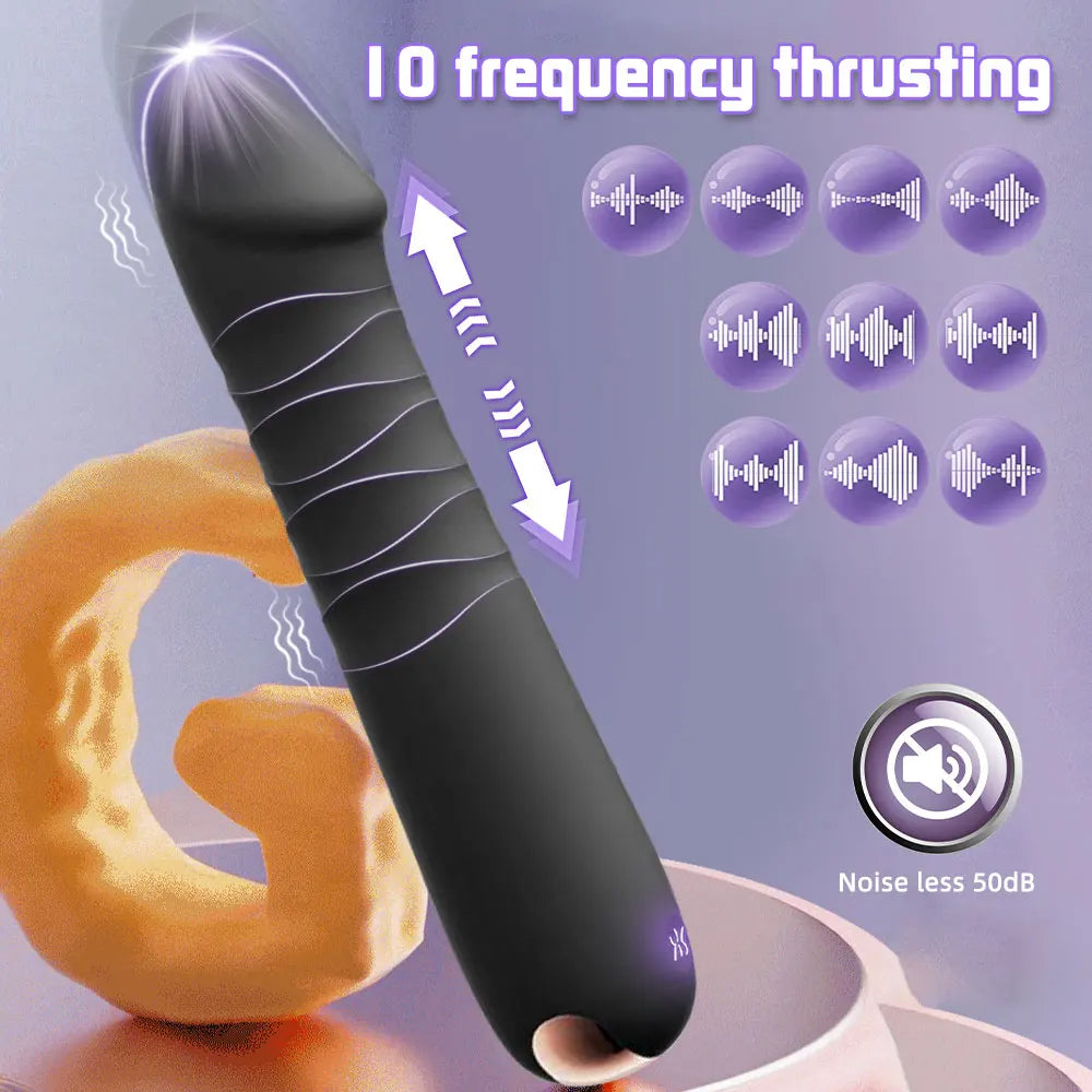 Thrusting Anal Dildo Vibrator - 10 Telesopic G Spot Stimulator Prostate Massager