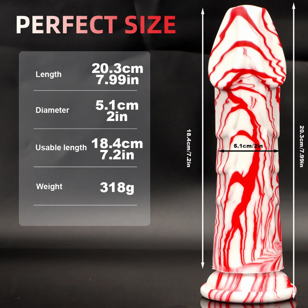 Colorful Realistic Dildo Women Masturbator - 8 inch Thin Big Glan Penis Anal Sex Toys