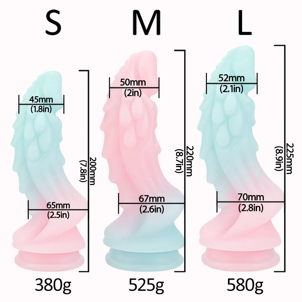 Dragon Monster Dildo Butt Plug - Luminous Macaron Color Fantasy Dildos Women Sex Toy