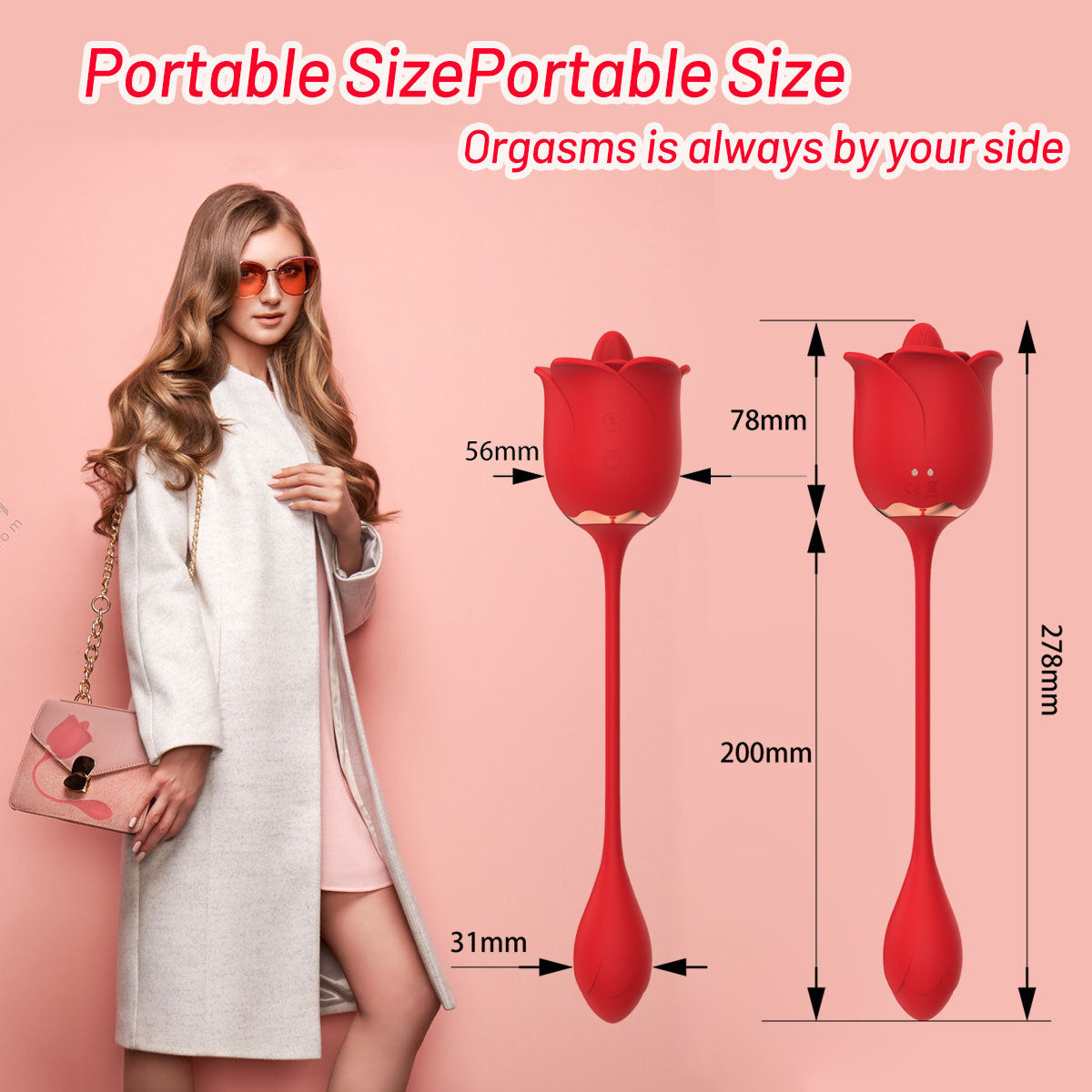 Double End Clit Licking Vibrating Egg Rose Sex Toy - G Spot Clitoral Women Vibrator