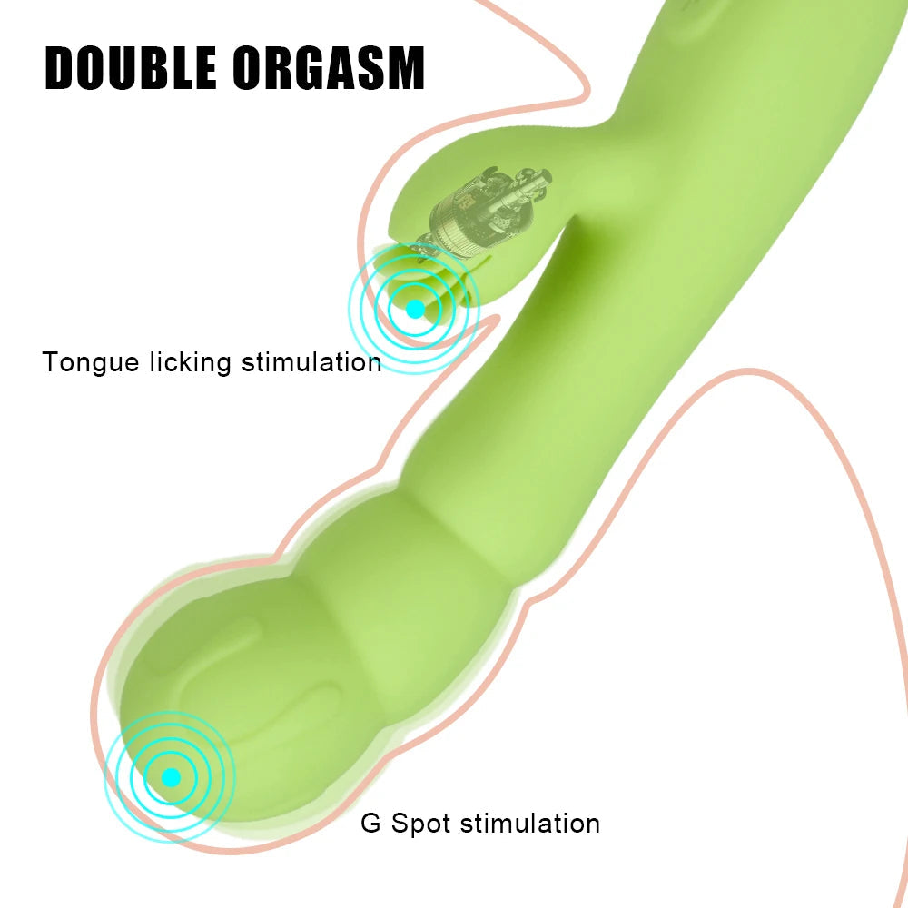 Tongue Clit Clamp Vibrating Dildo - G Spot Clitoral Stimulation Women Sex Toy