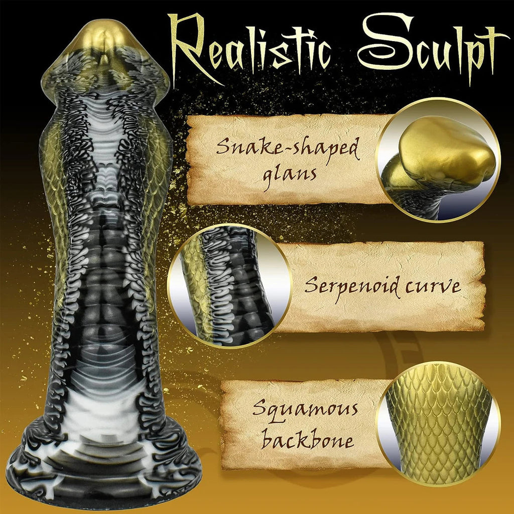 Snake Monsterdildo Butt Plug - Big Golden Fantasy Dildos Animal Vagina Anal Sex Toys