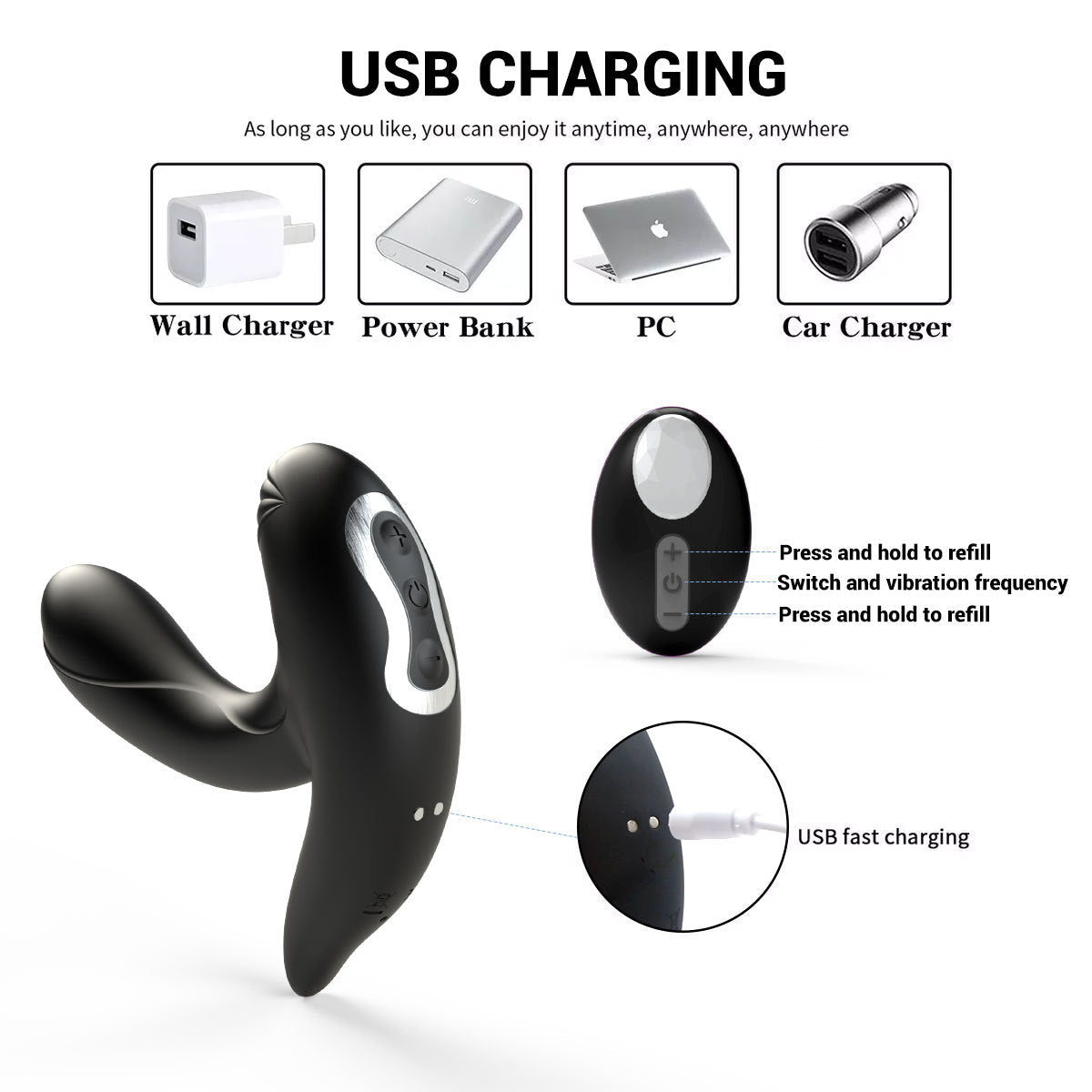 Remote Control Inflatable Anal Plug - Vibrating Dildo Butt Plug Prostate Massager
