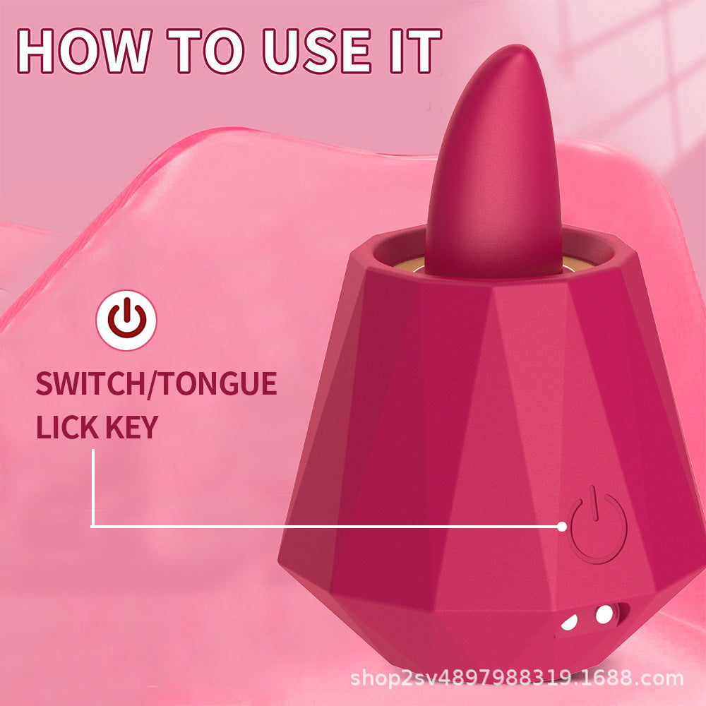 Tongue Licking Clit Vibrator - Diamond Nipple Clamp Stimulator Female Sex Toy