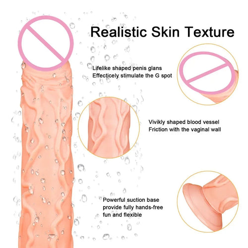 14-inch Long Realistic Anal Dildo Butt Plug - Silicone Dildos G Spot Prostate Massager