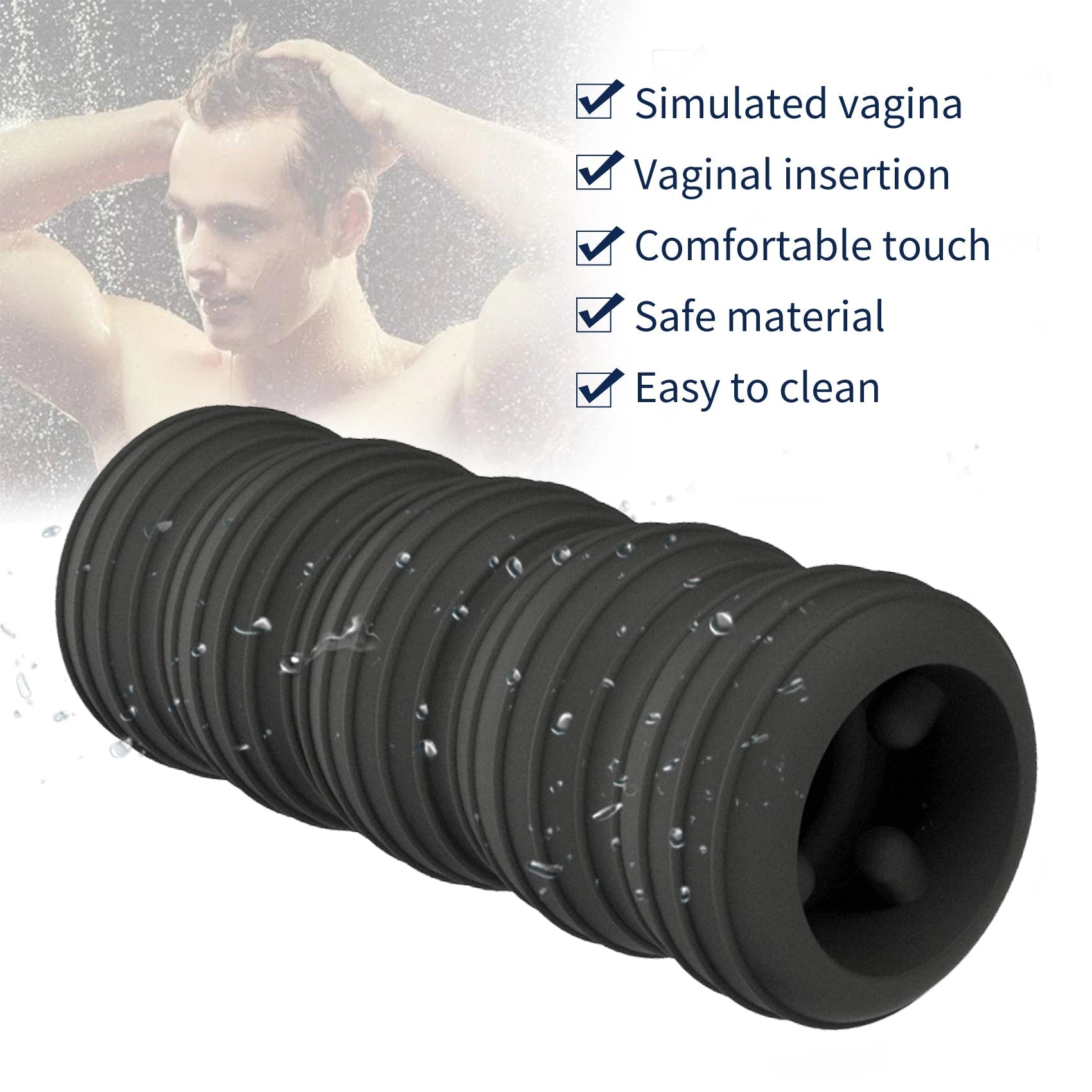Silicone Pocket Pussy Masturbation Sleeve - Strechy Realistic Vagina Penis Massager