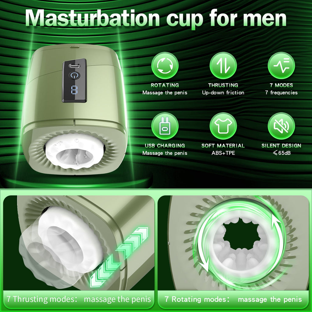 Handy Male Masturbator - Thrusting Rotating Pocket Pussy Adult Stroker Sex Toy for Men