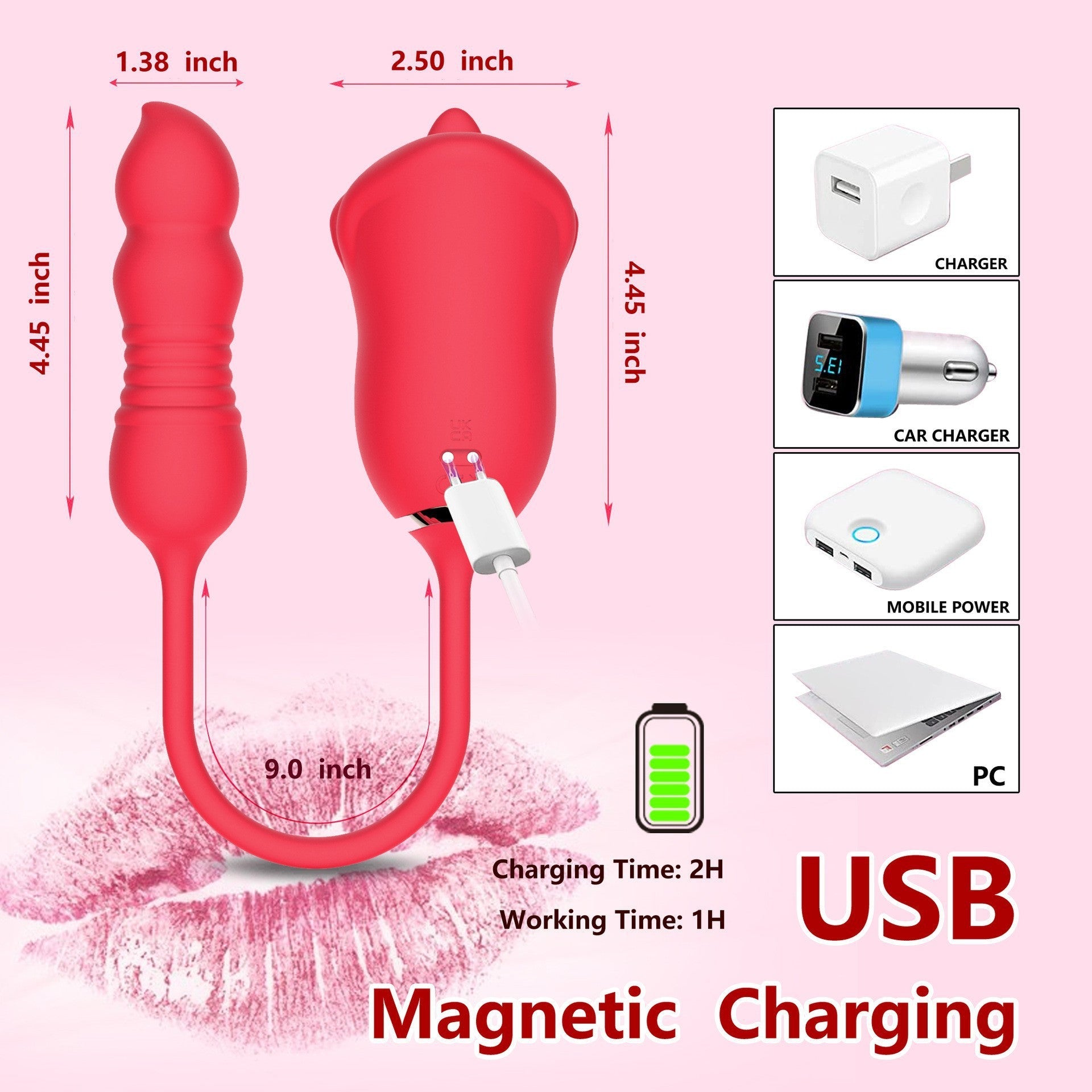Double End Dildo Thrusting Clitoral Vibrator - G-spot Clit Stimulator Oral Sex Toys for Women Gift