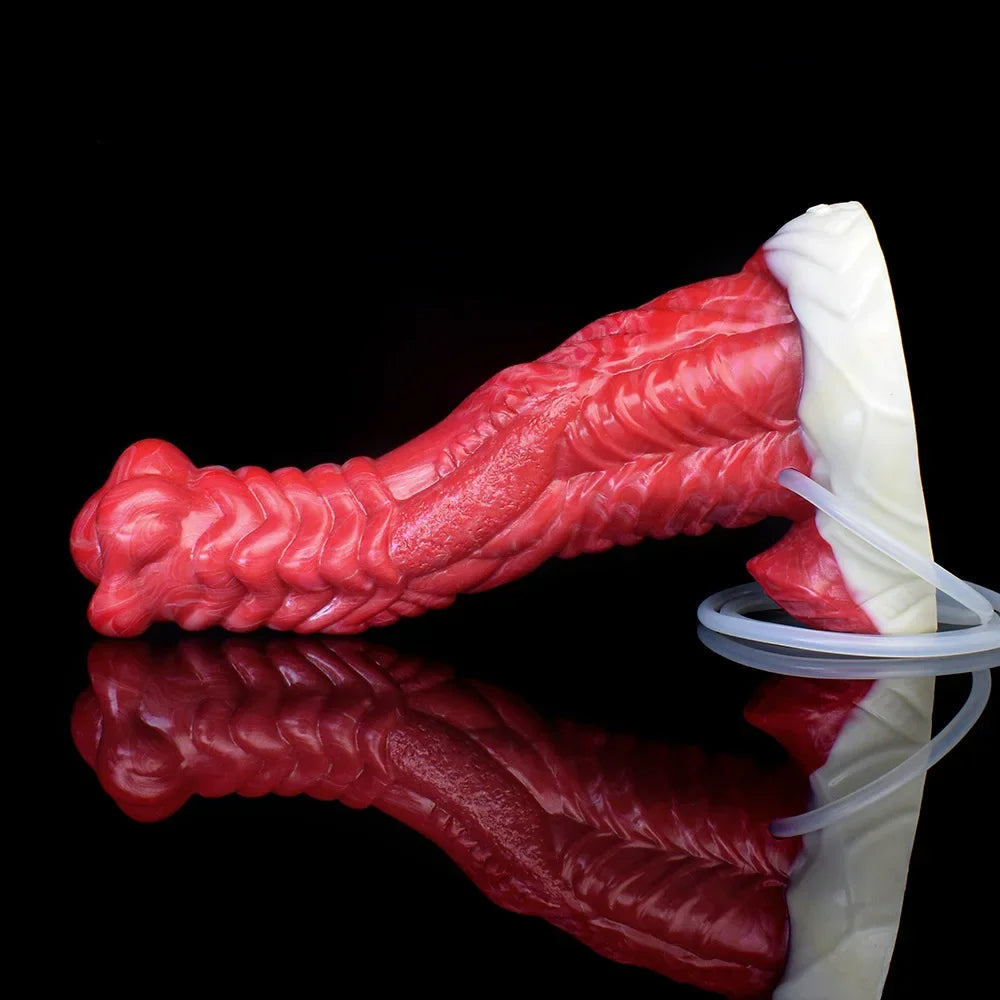 Squirting Dragon Dildo Crawl Clit Stimulation Butt Plug - Silicone Cumming Women Masturbator