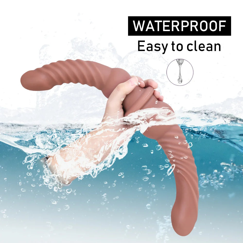 Double End Realistic Dildos Butt Plug - Silicone Fantasy Dildo Anal Sex Toys for Couple