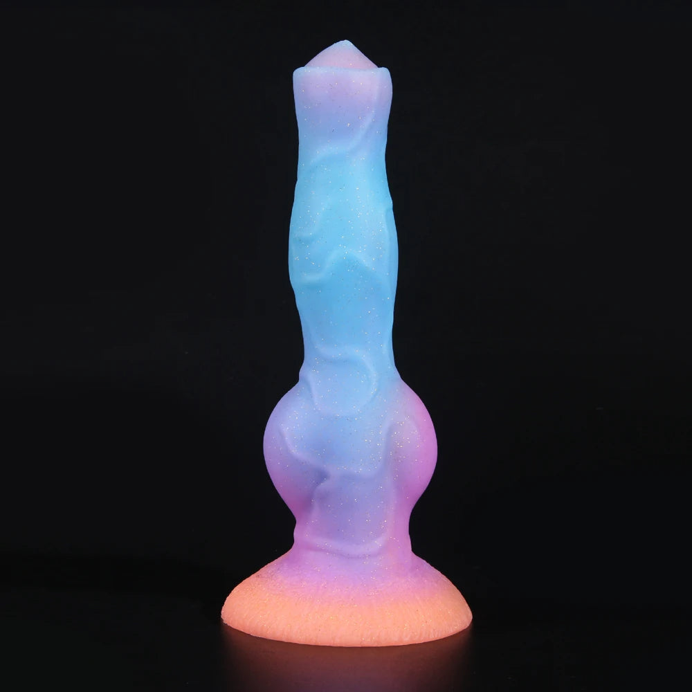 Luminous Dogdildo Fantasy Anal Plug - Silicone Knotted Animal Dildos Vagina Prostate Massager